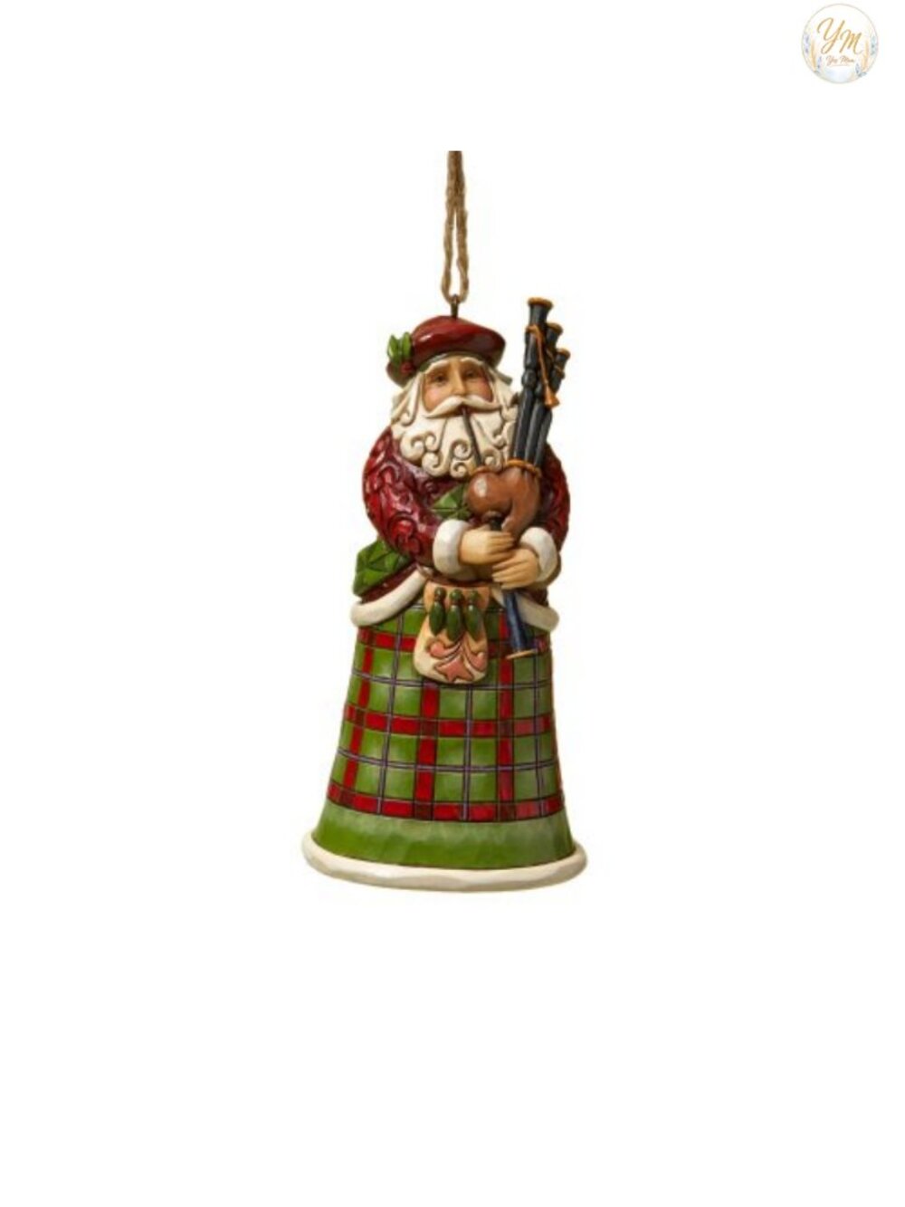 Jim Shore Heartwood Creek Scottish Santa Stone Resin Hanging Ornament 4.75"